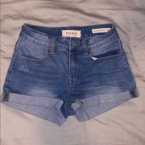 Super stretch shortie jean shorts